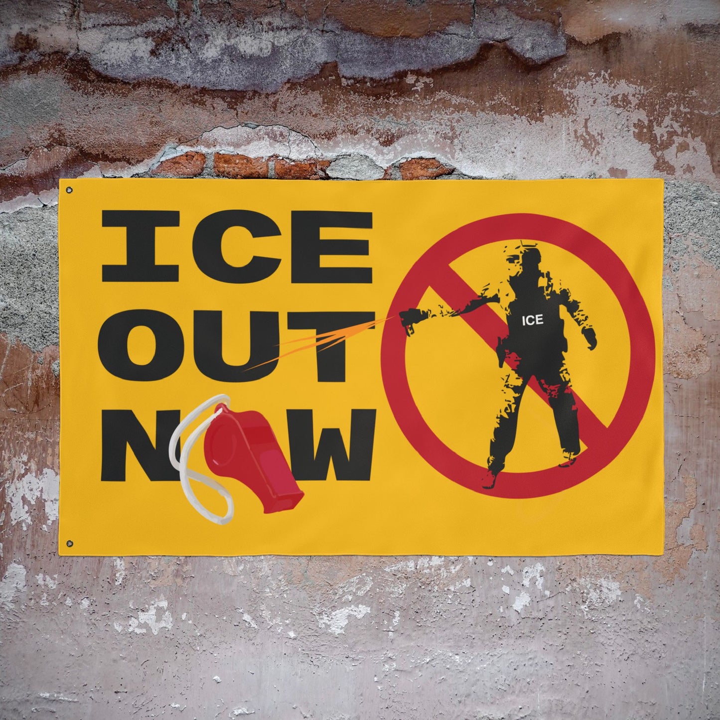 ICE Out Now -  Double-Sided Protest Flag