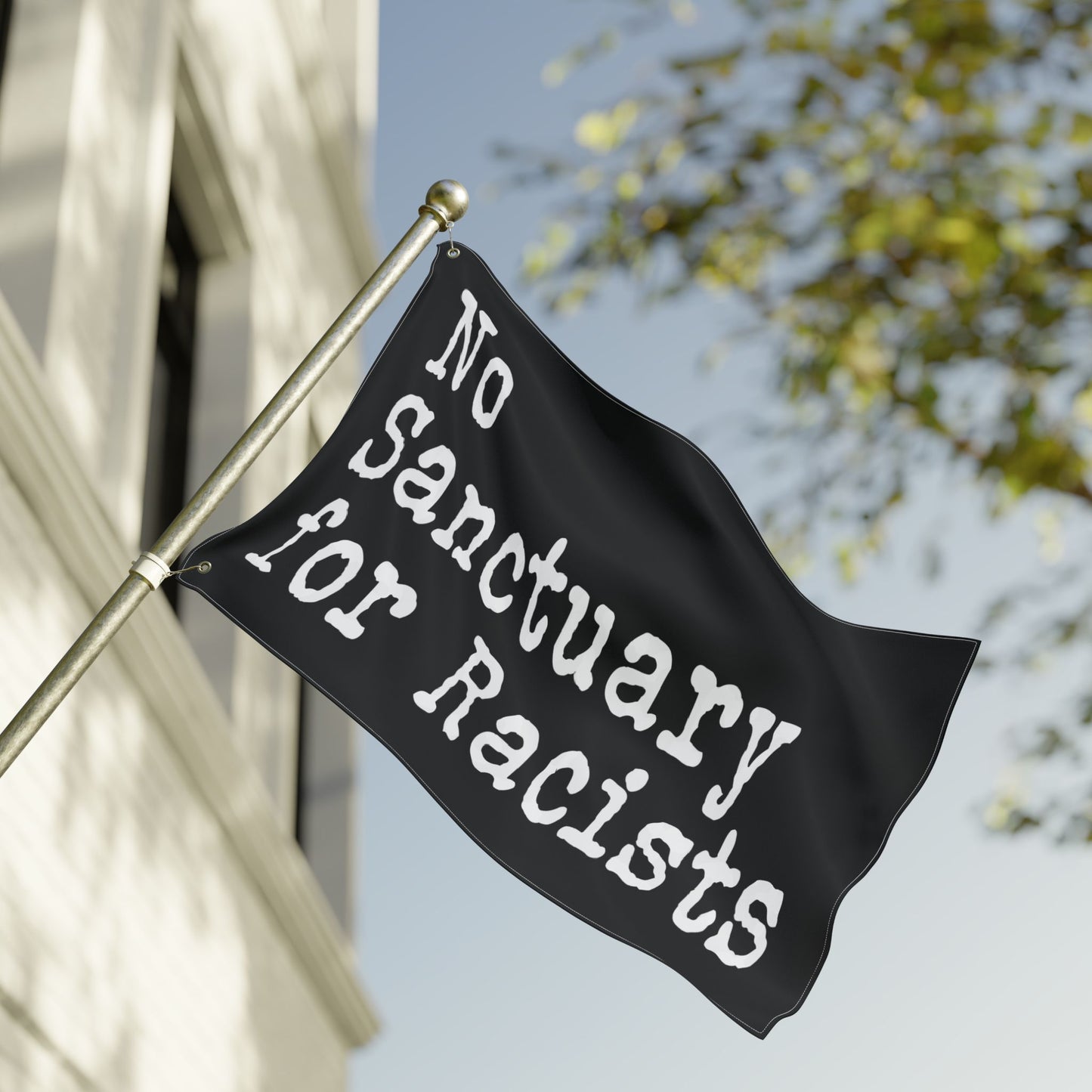 No Sanctuary for Racists Flag — Double-Sided Political Banner