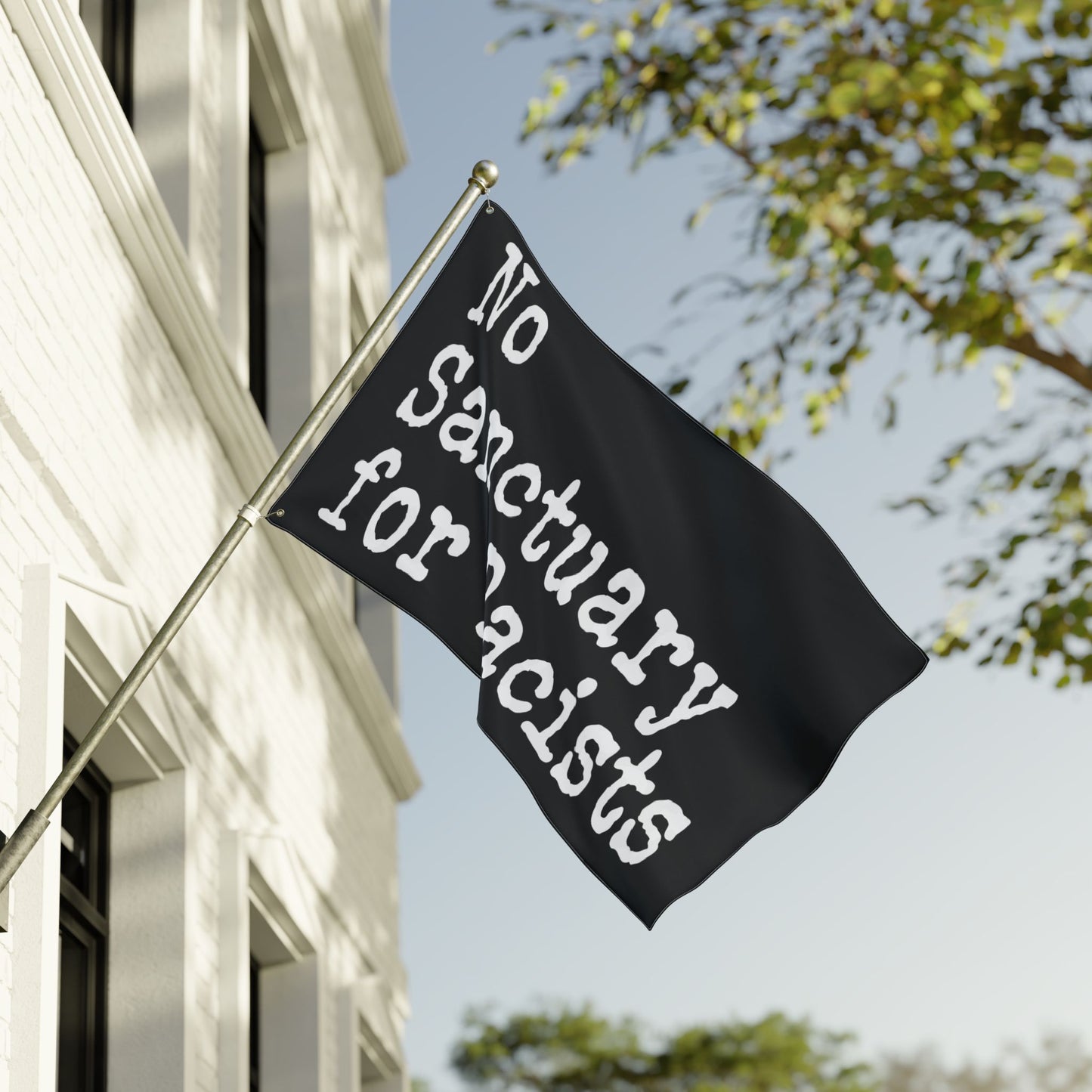 No Sanctuary for Racists Flag — Double-Sided Political Banner