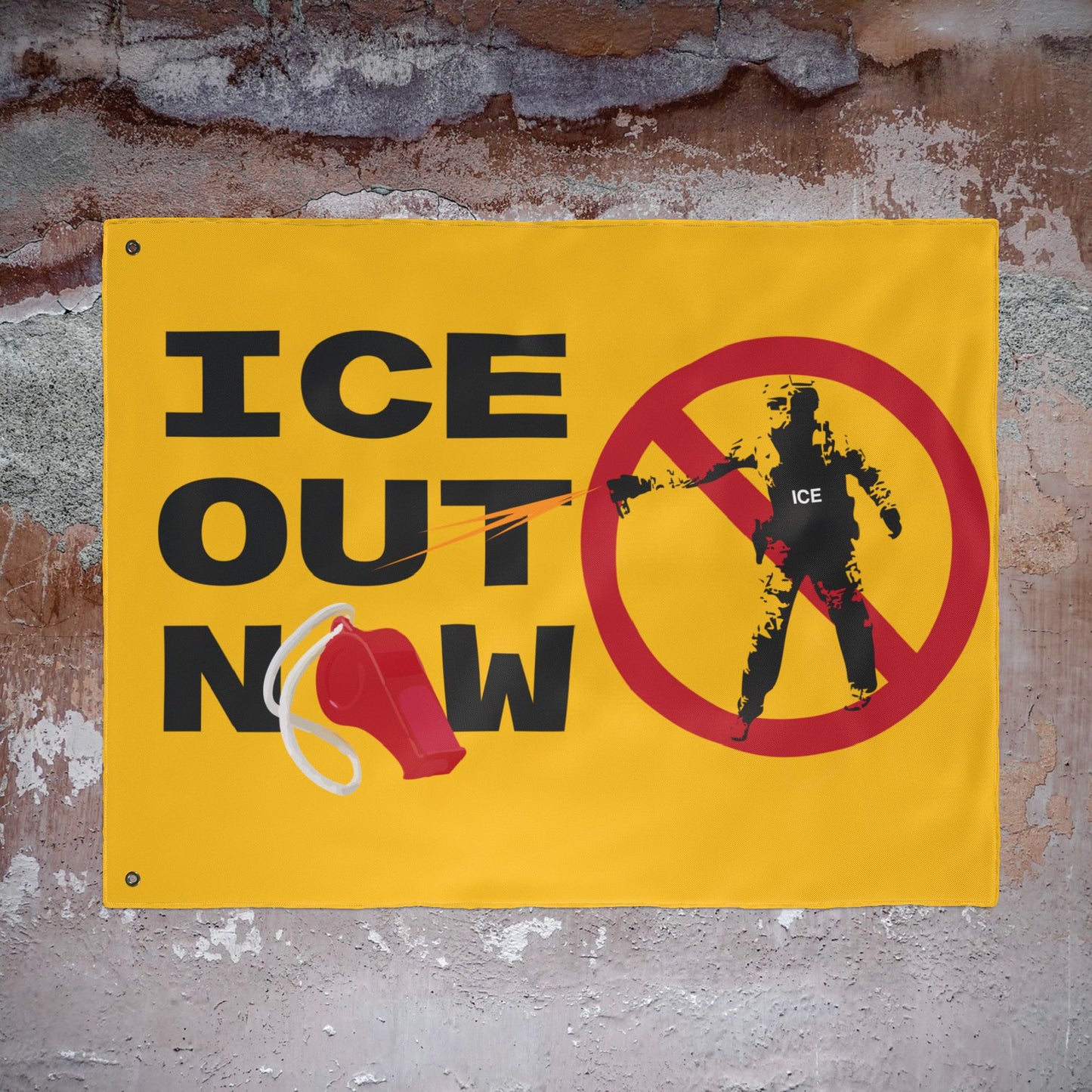 ICE Out Now -  Double-Sided Protest Flag